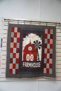 lot 244 image: Farmhouse Quilted Wall Hang with Rod & Clips