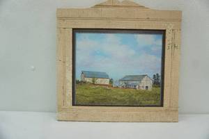 lot 251 image: Who Let the Cows Out Reprint by Bill Zierke. 17x17 Rustic Wood Frame