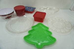 lot 266 image: Christmas Serving Platters, Bowls, Egg Plate, Containers (poly)