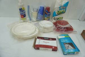 lot 268 image: Paper & Plastic Products Plates, Cups, Cutlery