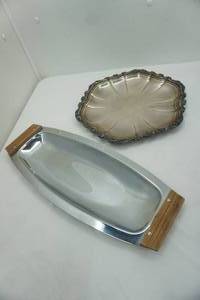 lot 280 image: Vintage Silver-Plate Serving Tray and Kromex Serving Tray