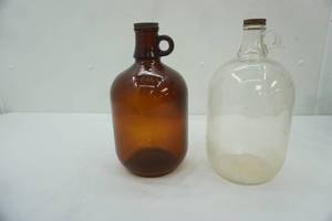 lot 283 image: (2ct) Vintage 1 Gallon Glass Jugs