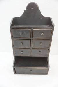 lot 324 image: Wooden Shelf with 7 drawers. 9x 17x 5