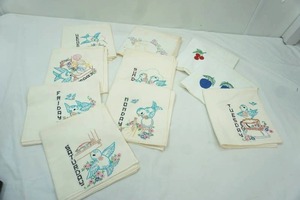 lot 354 image: (10ct) Embroidered Flour Sack Dish Towels (NEW)