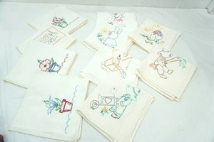lot 356 image: (10ct) Embroidered Flour Sack Dish Towels (NEW)