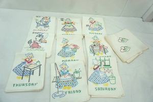 lot 357 image: (10ct) Embroidered Flour Sack Dish Towels (NEW)