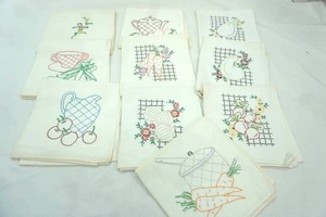 lot 358 image: (10ct) Embroidered Flour Sack Dish Towels (NEW)