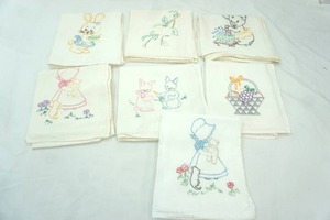 lot 360 image: (7ct) Embroidered Flour Sack Dish Towels (NEW)