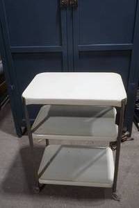 lot 431 image: Vintage 3-Tier Metal Cart with Extension Cord and Plug