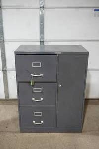 lot 432 image: Metal File and Storage Cabinet. Locking, with key