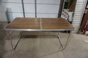 lot 434 image: Vintage Portable Fold-Away Table 30x 63x 28