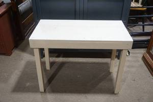 lot 439 image: Vintage White Wooden Table. 34x18x35