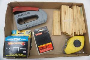lot 492 image: Hand Tools Craftsman Stapler, Staples, Stanley Marking Line, Wood Shives