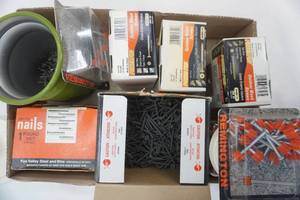 lot 496 image: Hardware Lot Nails, Screws, Wood Nails, Outdoor Wood Screws and more