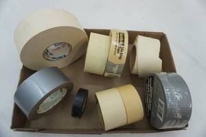 lot 498 image: Tape Lot Duct tape, masking tape, sheet rock tape