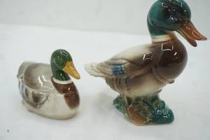 lot 528 image: Vintage 1950s Mallard Duck Figurine 6.5 tall & Otagiri 1981 Mallard Duck Dish