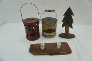 lot 587 image: Rustic Cabin Decor. Wood & Metal