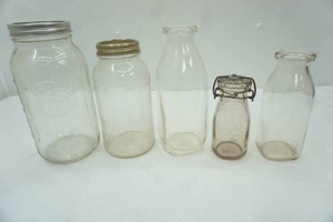 lot 646 image: AntiqueVintage Jars and Glass Milk Bottles