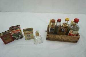 lot 703 image: Vintage Spice Bottles and Tins, Vintage Cheese Box