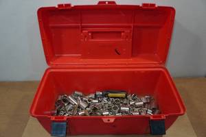 lot 199 image: Plastic Tool Box with Tools