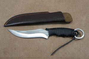 lot 226 image: Fixed Blade Knife with Leather Wrapped Handle