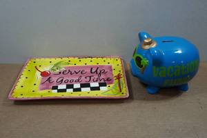 lot 281 image: Serving Platter and Piggy Bank