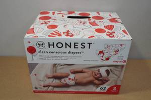 lot 325 image: Honest Size 3 Diapers - 62 Count