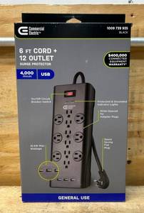 lot 97 image: Commercial Electric 6 FT Cord  12 Outlet