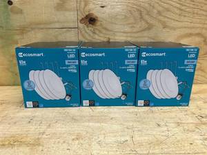 lot 118 image: Ecosmart 4 Pack Daylight Integrated LED 6 in White Canless New Construction Remodel Dimmable Recessed Light Trim (lot of 3)