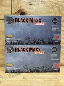 lot 205 image: DASH Black Maxx Nitrile Exam Gloves Disposable  Advanced Nitrile Formulation, Medical Grade Size Medium and Size Small (lot of 2)