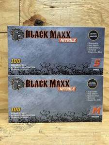 lot 206 image: DASH Black Maxx Nitrile Exam Gloves Disposable  Advanced Nitrile Formulation, Medical Grade Size Medium and Size Small (lot of 2)