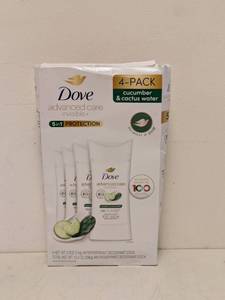 lot 33 image: DOVE ADVANCED CARE INVISIBLE PLUS DEODORANT 4PK.