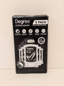 lot 34 image: DEGREE ULTRACLEAR PLUS DEODORANT 5PK.