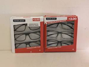 lot 88 image: (2) FOSTER GRANT 3.00 READING GLASSES 3PK