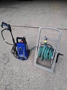 lot 62 image: Electric Pressure Washer & Garden Hose with Reel