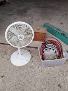 lot 69 image: Miscellaneous Lot (Air Hoses, Hub Caps, Older Wooden storage box, 10ft Awning)
