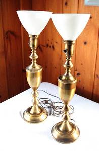 lot 0003 image: Pair of Brass Table Lamps