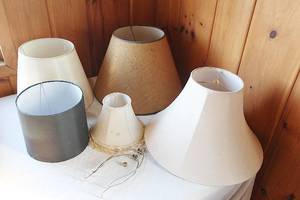 lot 0006 image: Multiple Lamp Shades and Lamp Parts