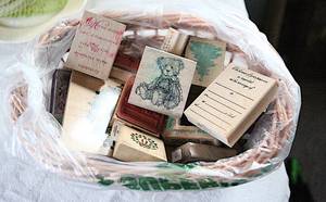 lot 0035 image: Basket Full of Art Stamps - Some Christmas and Holiday Themed