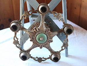 lot 0055 image: Pre-War Art Deco Cast Metal Ceiling Fixture - Possible Riddle Company