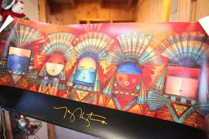 lot 0061 image: Misc Home Decor Lot - Tony Abeyta Signed Print - Holiday and Home Items