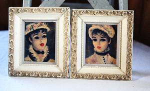 lot 0069 image: Matching Pair of Huldah Cherry Jeffe Prints in Ornate Frame - Small