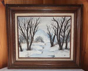 lot 0078 image: Original Oil - Signed - Winter Themed - Framed