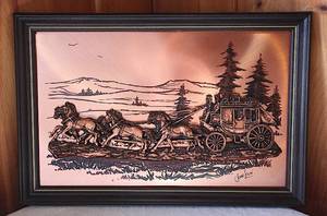 lot 0084 image: John Louw - Original Copper Refief Wall Hanging - Framed and Signed