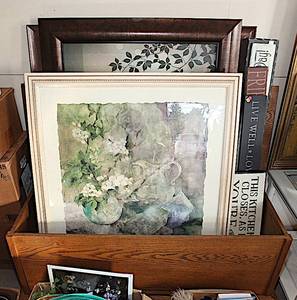 lot 0091 image: Print Group #5 - Multiple Prints - Varied - See Pic - Large Wood Storage Chest Included