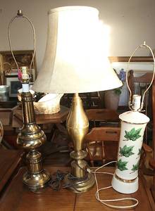 lot 0106 image: Lamp Bundle - Brass and Ceramic - One with Shade