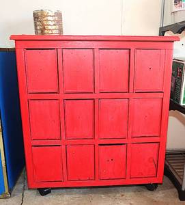 lot 0113 image: Refurbished Apothecary Dresser with Antique Hardware Included