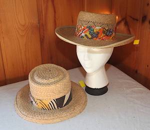 lot 0120 image: Tropical Weave Hats - Pair of colorful woven hats
