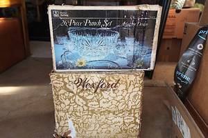 lot 0273 image: Punch Bowl Sets - Crystal - In Boxes