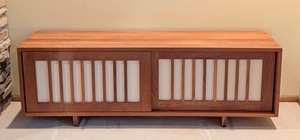 lot 2 image: LL - Vermont Furniture Designs 72-Inch Media Cabinet with Sliding Doors